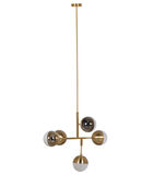Lampe à suspension - Fer/verre - Laiton antique - 58x75x51 cm - Globular image number 3