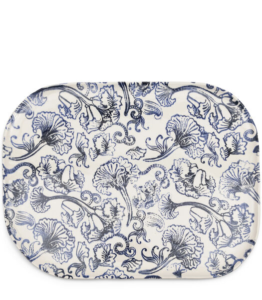 Amalfi Serveerbord wit - porselein met blauw gebloemde print