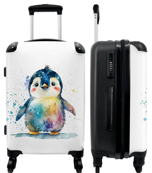 Handbagage Koffer met 4 wielen en TSA slot (Pinguïn - Regenboog - Waterverf - Dieren)