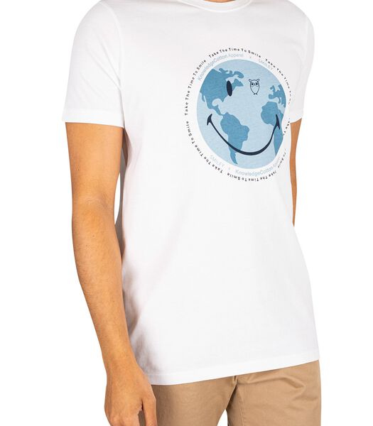 T-shirt met smiley-aarde-print