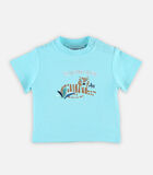 Aqua T-shirt met korte mouwen en tijger image number 0