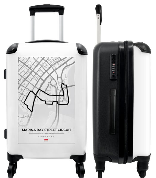 Handbagage Koffer met 4 wielen en TSA slot (F1 - Racebaan - Wit - Marina Bay Street Circuit - Racing)