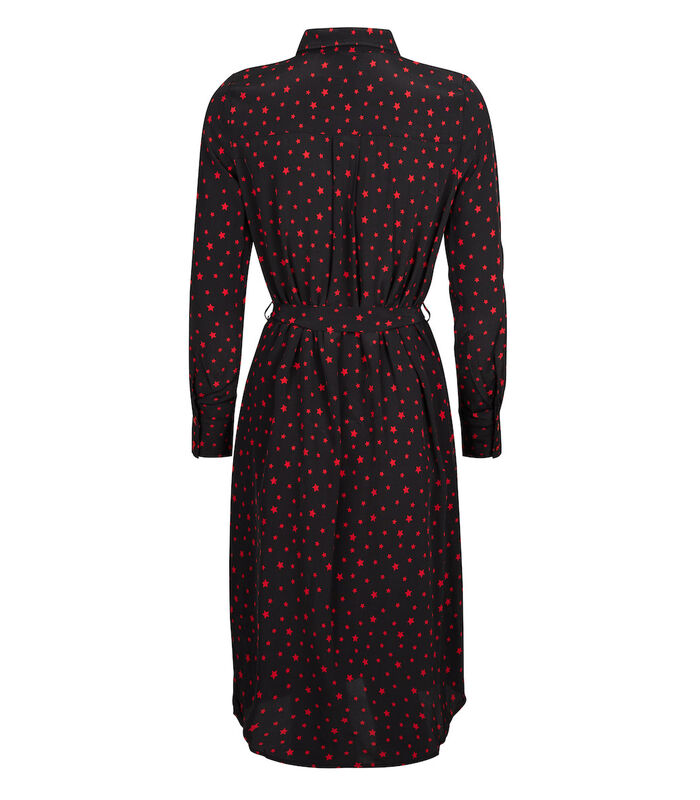 Zwarte jurk met rode sterren van viscose. image number 4