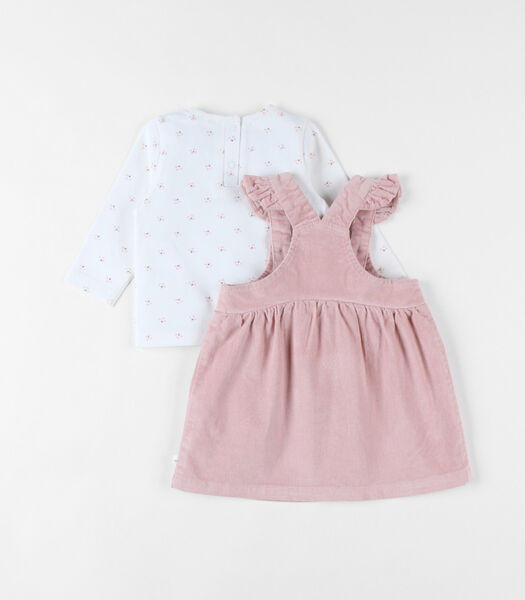 Set robe + t-shirt, imprimé fleurs/rose foncé