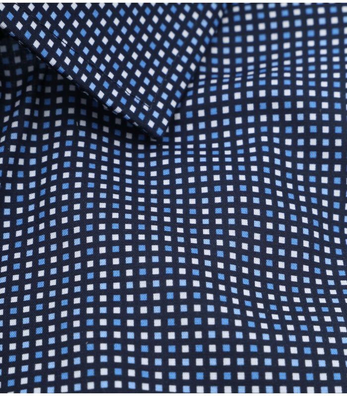 Olymp Luxor Overhemd Extra Lange Mouwen Blokjes Donkerblauw image number 2
