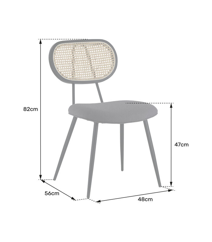 Set van 2 stoelen in riet en roestkleurige lusstof ELENA image number 4