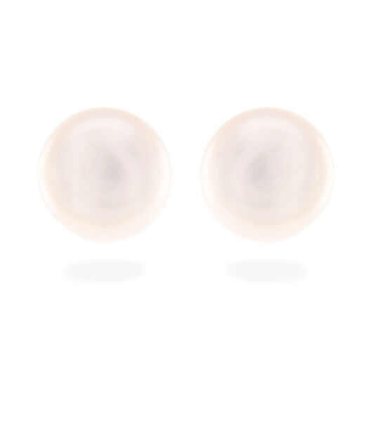 Boucles d'oreilles, essentielles en argent 925 et perle blanche avec finition rhodiée