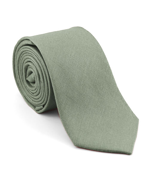 Cravate en lin vert amande - MEADOW - Fabriquée à la main