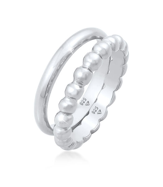 Ring Dames Band Ring Duo Basic Ball Trend In 925 Sterling Zilver