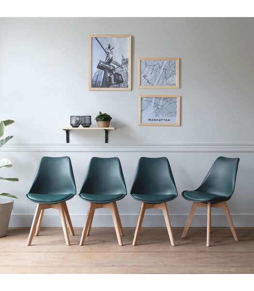 Set van 4 blauwe NORA Scandinavische stoelen met kussen