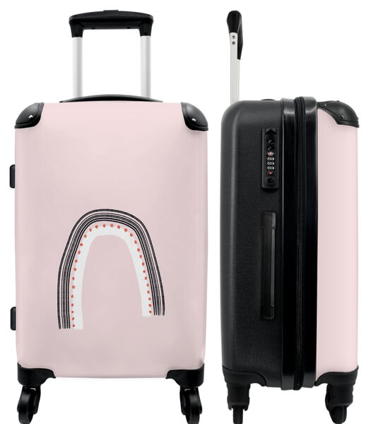 Handbagage Koffer met 4 wielen en TSA slot (Roze - Abstract - Wit - Vormen)