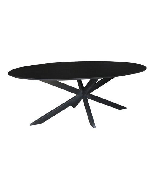 Nordic - Table de salle à manger - acacia - noir - 240cm - ovale - pied araignée - acier laqué