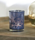 Amalfi theelichthouder glas - met bloemenprint blauw (ØxH) 10x12.5 cm image number 1