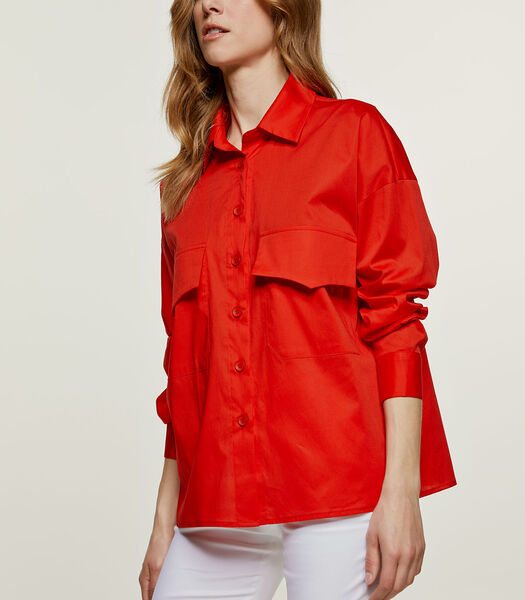 Rood Popeline Overhemd
