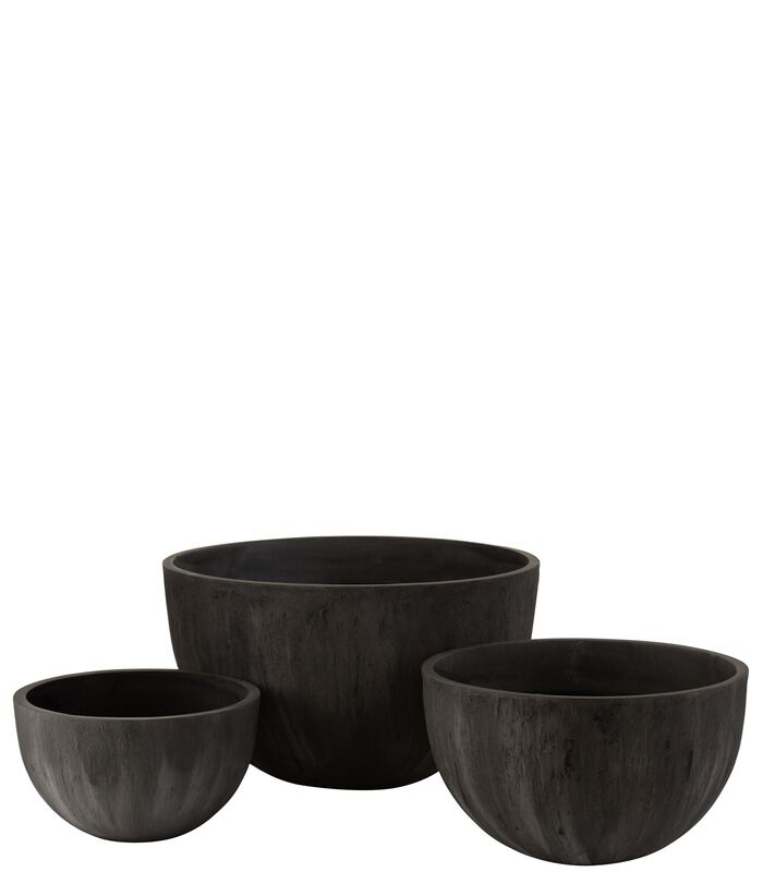 Set 3 Cachepots Ronds Ceramique Bas Noir image number 0