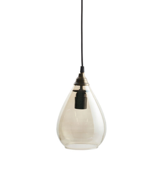 Lampe à suspension - Verre - Laiton antique - 28x18x18 cm - Simple