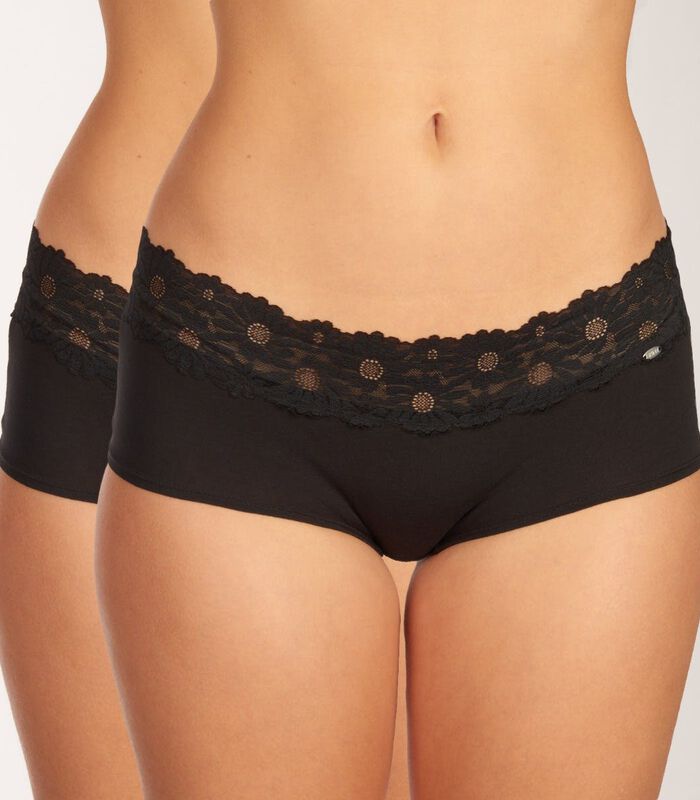 Short 2 pack Every Day Cotton Lace Boyleg Shorts image number 0