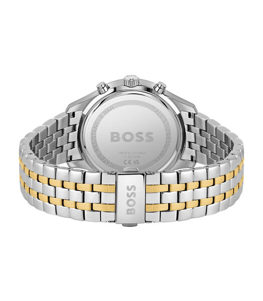 BOSS analoog tweekleur grijs en geel goud staal band 1513976