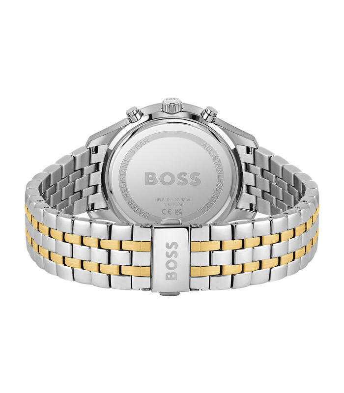 BOSS analoog tweekleur grijs en geel goud staal band 1513976 image number 1