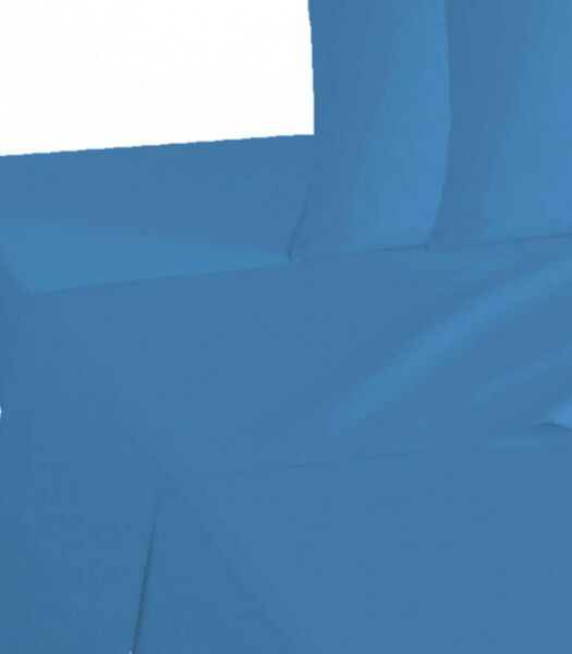 Set drap de lit bleu coton