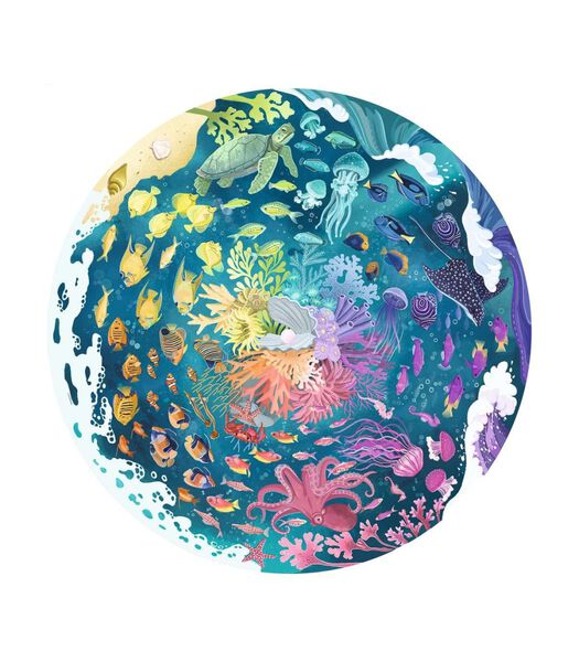 Puzzel 500 stukjes Round puzzle - Circle of colors - Ocean/Submarine