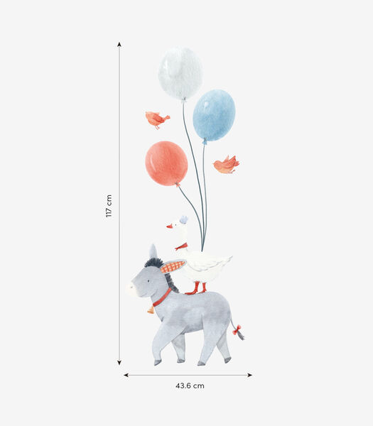 GENTLE FRIENDS - Grote sticker - Ezel en ballonnen