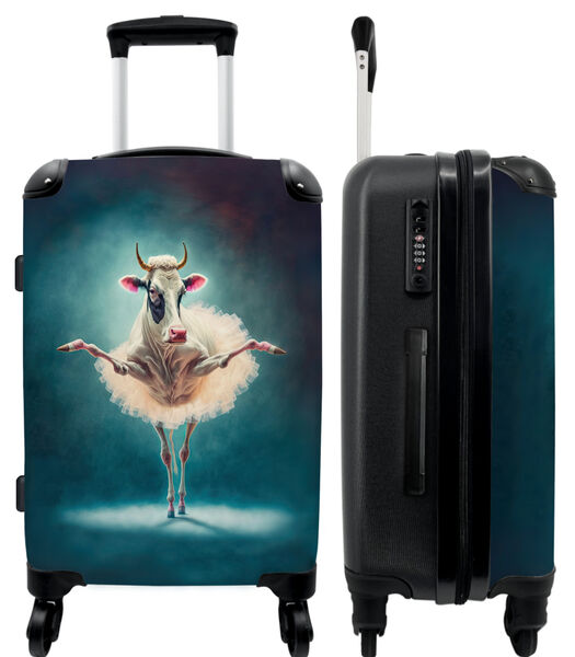 Bagage à main Valise avec 4 roues et serrure TSA (Vache - Jupe - Ballet - Animaux - Portrait)