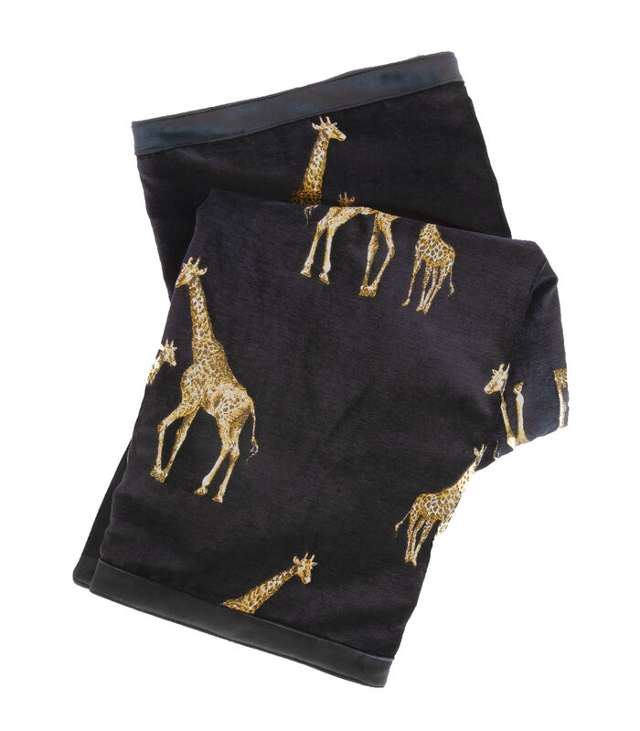 Plaid en velours noir avec girafes brodées image number 0