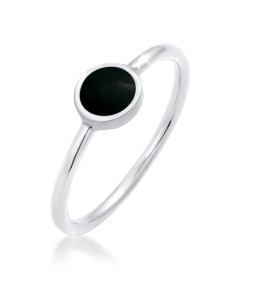 Bague Femmes Pile Solitaire Filigrane Avec Émail Noir En Argent Sterling 925