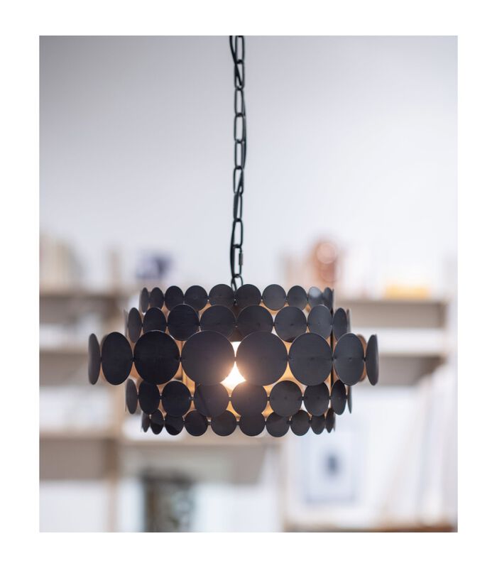 Lampe à suspension - Fer - Noir - 26x46x46 cm - Kaki image number 4