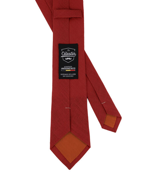 Cravate en lin rouge brique - WILD - Fabriquée à la main
