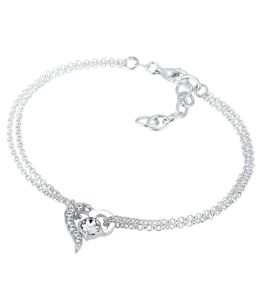 Bracelet Femmes Symbole Cœur Amour Avec Cristaux En Argent Sterling 925