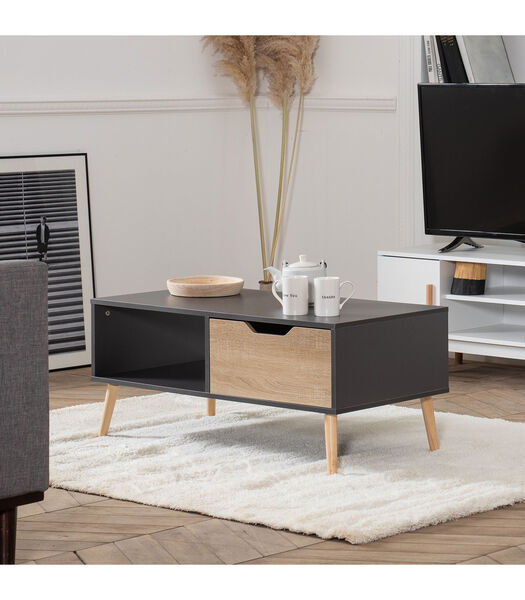 Table basse avec tiroir style scandinave grise FREJA