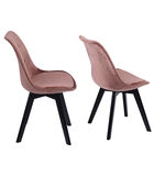 Set van 4 roze NORA fluwelen stoelen met kussen image number 2