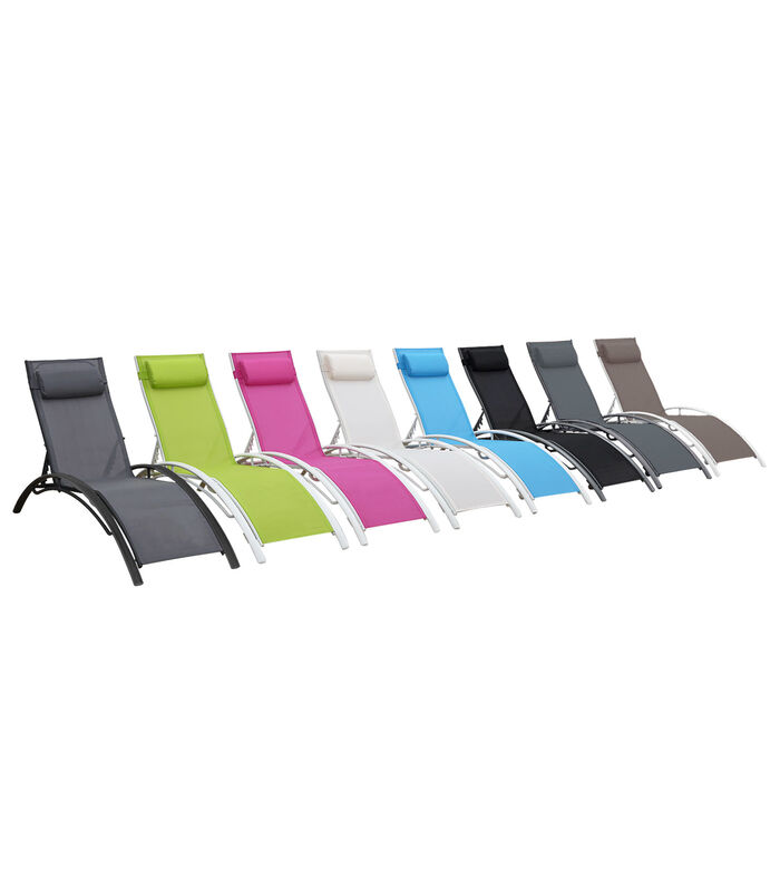 Set van 2 GALAPAGOS ligstoelen in taupe textilene - wit aluminium image number 4