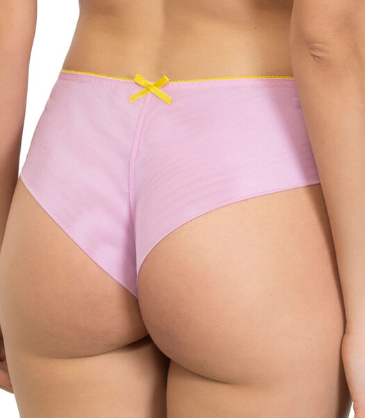 Semi-transparante roze tule Braziliaanse shorty
