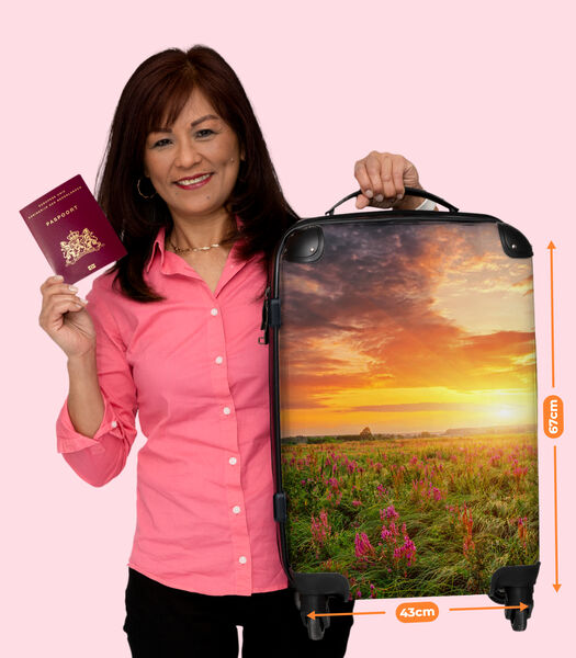 Bagage à main Valise avec 4 roues et serrure TSA (Fleurs - Herbe - Nature - Coucher de soleil)