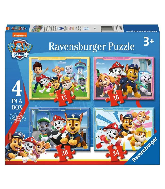 Paw Patrol Kinderpuzzel 4 Puzzels - 12+16+20+24 stukjes image number 0