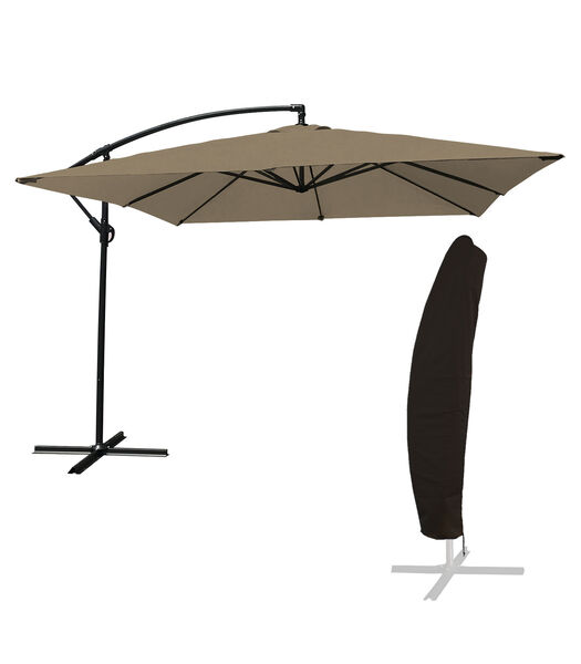Offset paraplu MOLOKAI vierkant 2,7x2,7m taupe + hoes