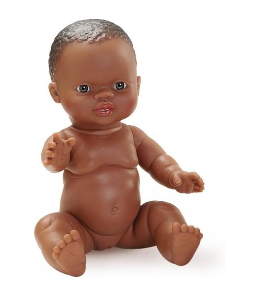 Gordi baby poupée fille marron foncé incl. sous-vêtement- 34 cm