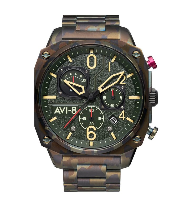 Japans quartz chronograaf herenhorloge - Roestvrij stalen armband - Datum - Hawker Hunter image number 0