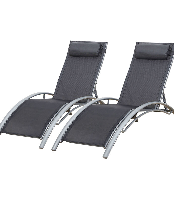 Set van 2 GALAPAGOS ligstoelen in grijs textilene - grijs aluminium image number 0