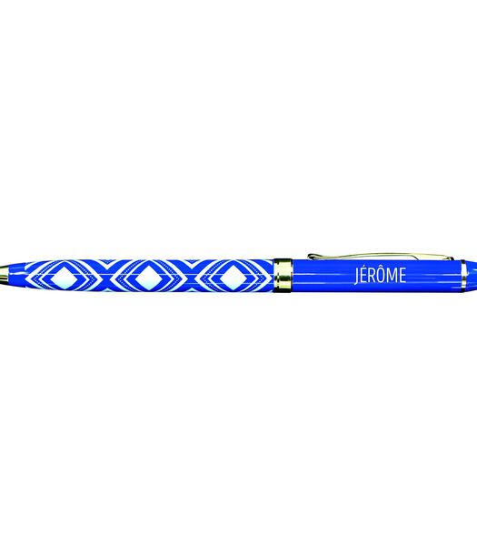 Fijne pen in gelakt metaal blauw - Jérôme