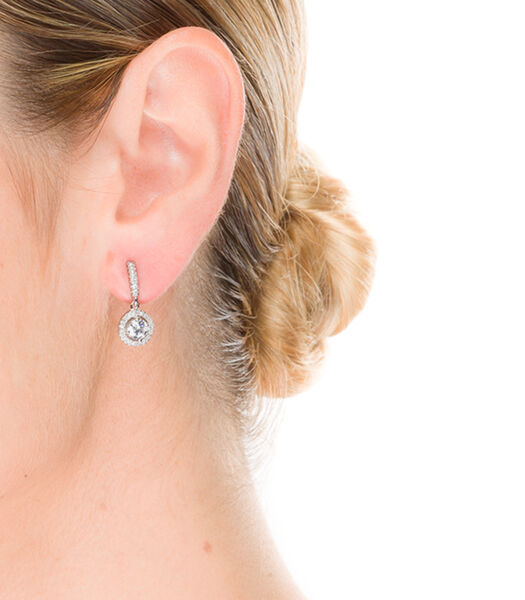 Boucles d'oreilles, en Argent 925 et Zirconia bleu finition rhodiée