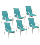 Lot de 6 chaises MARBELLA en textilène bleu - aluminium blanc image number 0