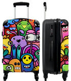 Bagage à main Valise avec 4 roues et serrure TSA (Monstre - Fleurs - Arc-en-ciel - Design - Drôle) image number 0