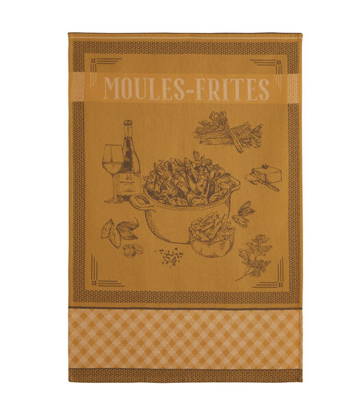 Coucke - Moules frites - Theedoek van katoenen jacquard met print 50 x 75 cm