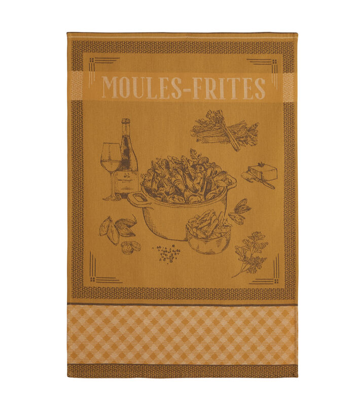 Coucke - Moules frites - Theedoek van katoenen jacquard met print 50 x 75 cm image number 0