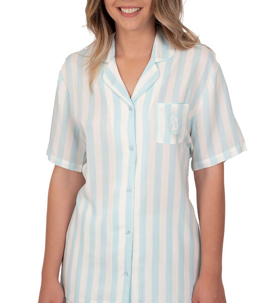 Pyjamashirt kort Klassiek Stripes blauw