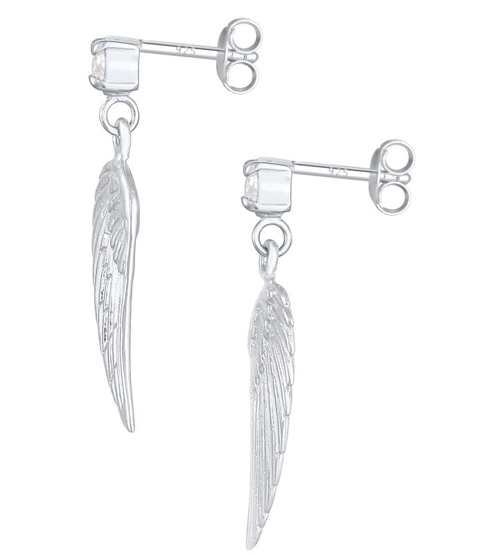 Boucles D'oreilles Boucles D'oreilles Femmes Ailes Porte-Bonheur Foi Signification Avec Pierres De Zirconium En Argent Sterling 925 image number 2